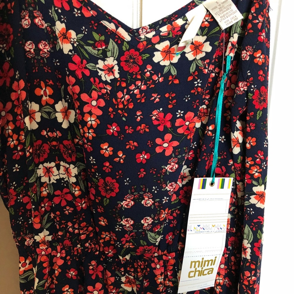 Mimi Chica Cold Shoulder Floral Print Dress, Small - Picture 4 of 4